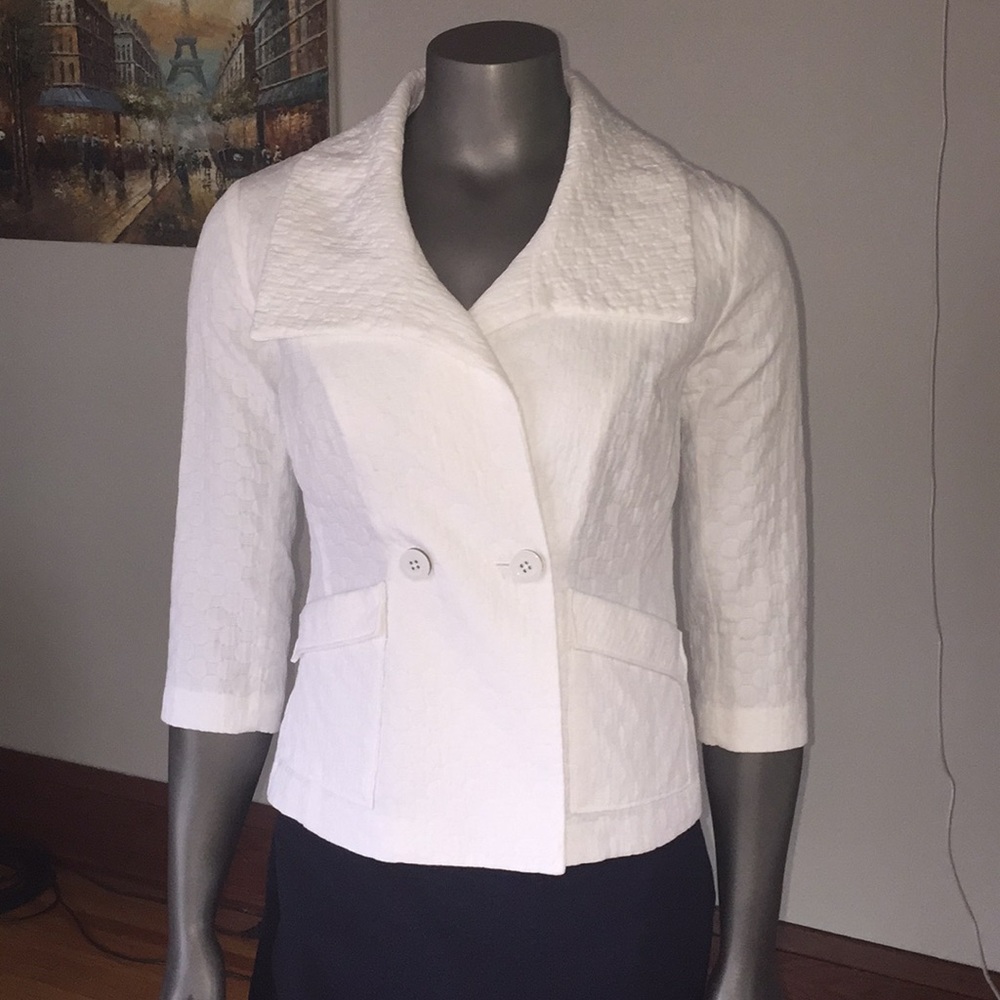 CAbi White 3/4 Sleeve Club Blazer - Size S